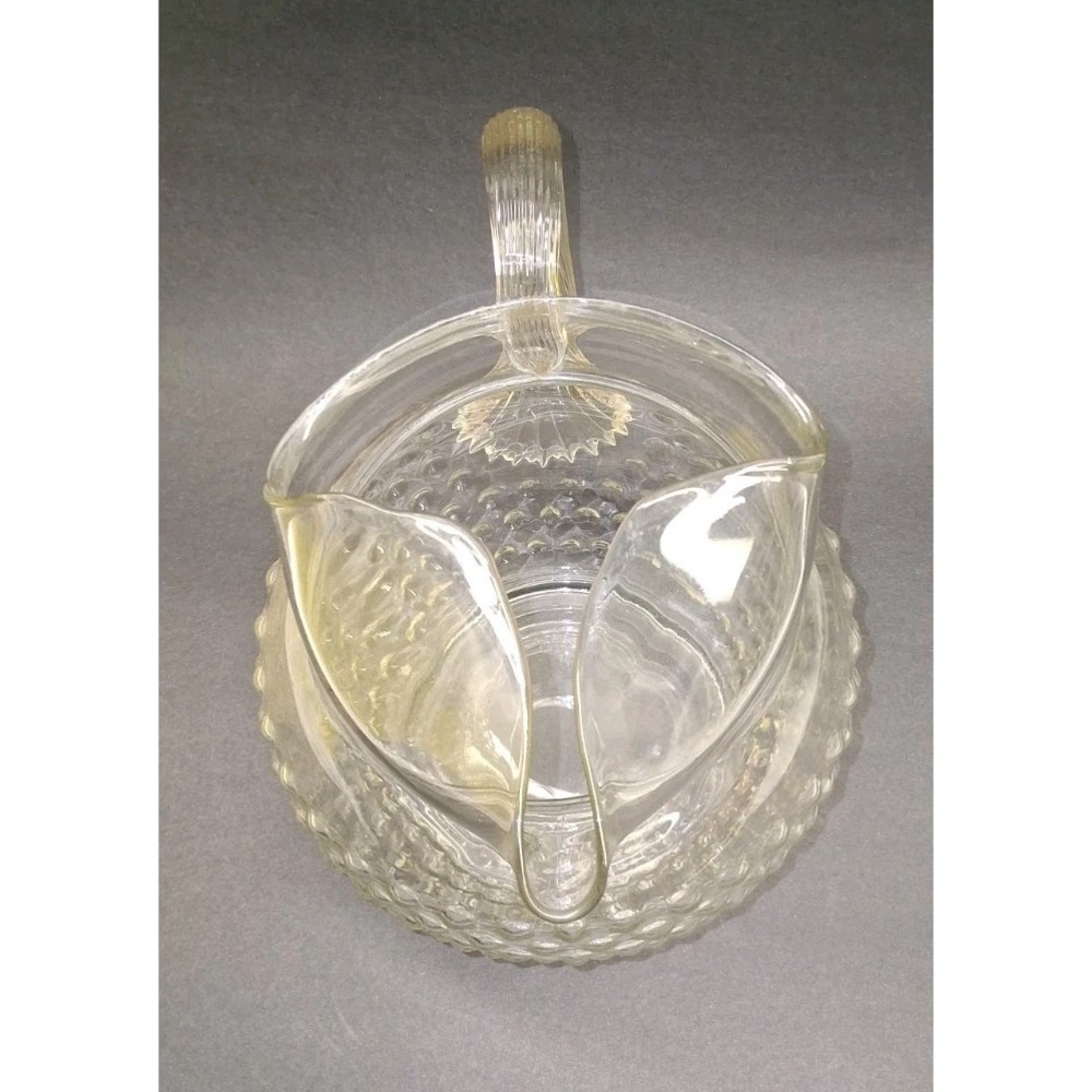 MacBeth Evans Glass MACHOB Crystal Bulbous Ice Lip Water Pitcher (Reeded Handle) - Picture 5 of 7